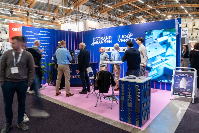 Hjo Verktyg, Östrand & Hansen och KA Automations monter under Elmia Subcontractor 2025